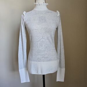 Obermeyer Silk Blend Sweater Womens S Ruffle Neck Fitted Lightweight